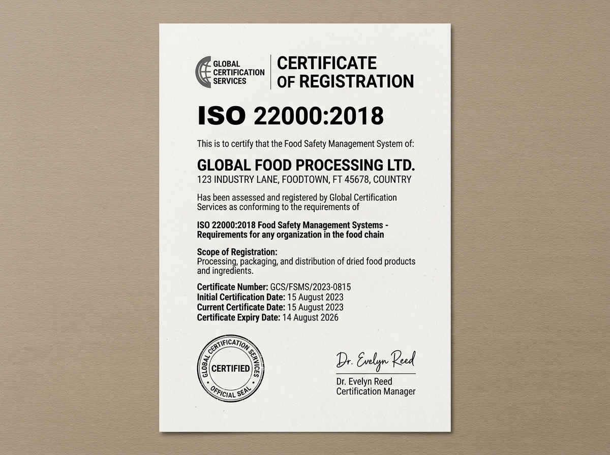 Certificat ISO 22000